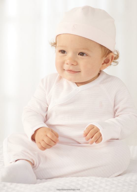 беба Ralph Lauren пругаста хаљина од органског споја V2V448180 нежно розе/бело