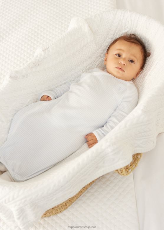 беба Ralph Lauren пругаста памучна интерлоцк хаљина V2V448181 берил плава/бела