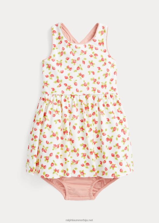 беба Ralph Lauren хаљина од дреса са јагодама и блумер V2V447856 отисак јагоде