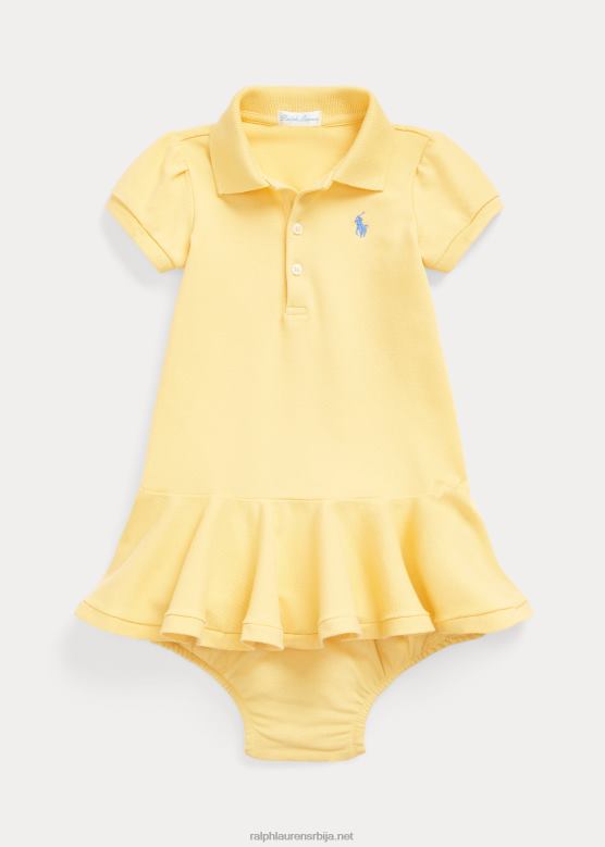 беба Ralph Lauren памучна мрежаста поло хаљина V2V448221 кукурузно жуто