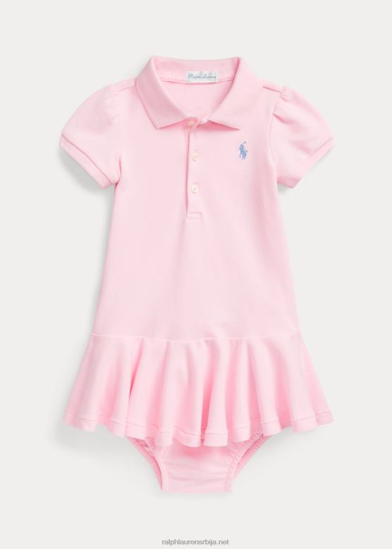 беба Ralph Lauren памучна мрежаста поло хаљина V2V448223 кармел розе