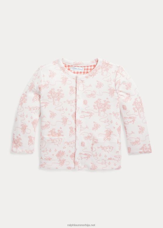 беба Ralph Lauren реверзибилна памучна интерлоцк јакна V2V448014 розе гингхам / баштенски тоалет