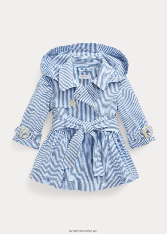 беба Ralph Lauren сеерсуцкер капут са капуљачом V2V448328 плаво бели