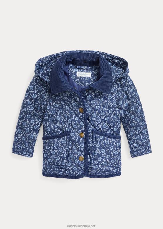 беба Ralph Lauren прошивена водоотпорна јакна за шталу V2V448329 делпхине флорал