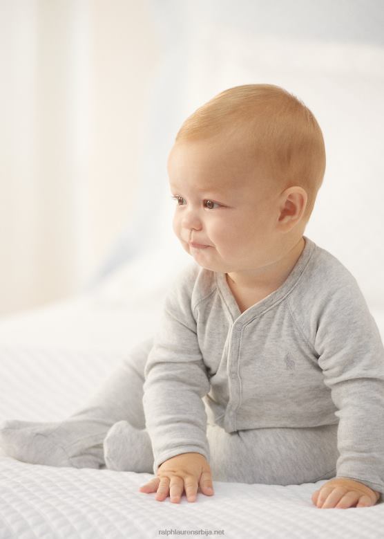 беба Ralph Lauren памук интерлоцк комбинезон са стопалима V2V4410013 кварцни вријесак