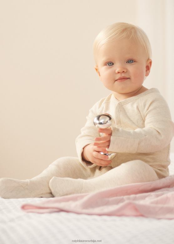 беба Ralph Lauren памук интерлоцк комбинезон са стопалима V2V4410014 овсена каша хеатхер