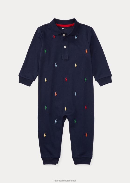 беба Ralph Lauren мекани памучни поло комбинезон V2V447707 префињена морнарица