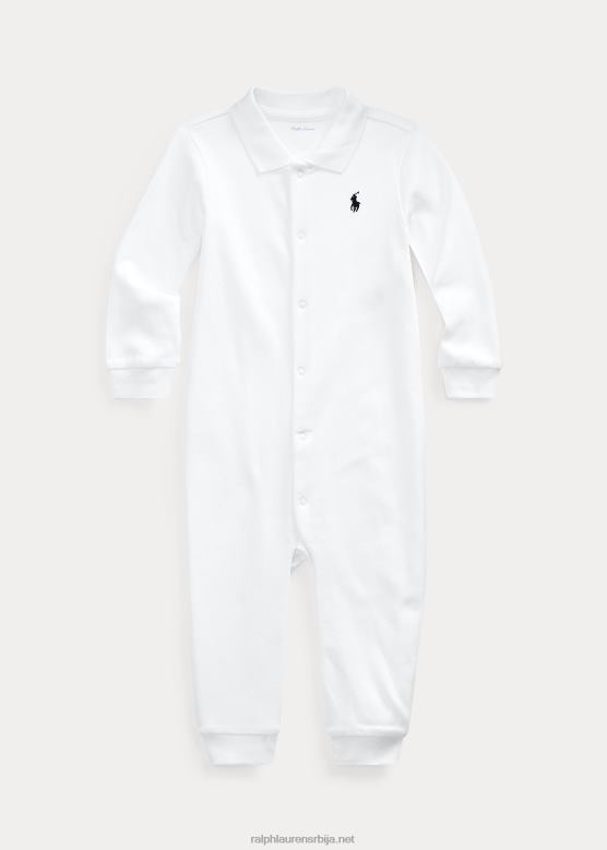 беба Ralph Lauren мекани памучни поло комбинезон V2V447709 бео