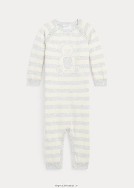 беба Ralph Lauren медвед памучни џемпер комбинезон V2V447711 кварцни хеатхер/клуб