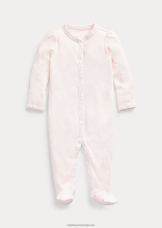 беба Ralph Lauren комбинезон са стопалима са цветним украсима V2V447715 нежно розе