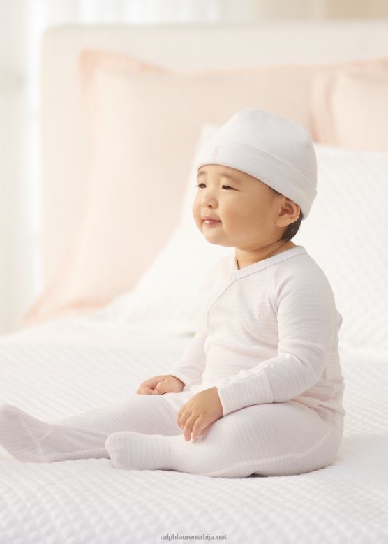 беба Ralph Lauren пругасти комбинезон од органског памука V2V447727 нежно розе/бело