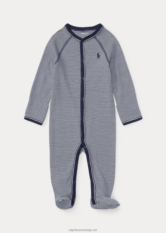 беба Ralph Lauren пругасти комбинезон са памучним стопалима V2V447730 рафинирани морнарички мулти