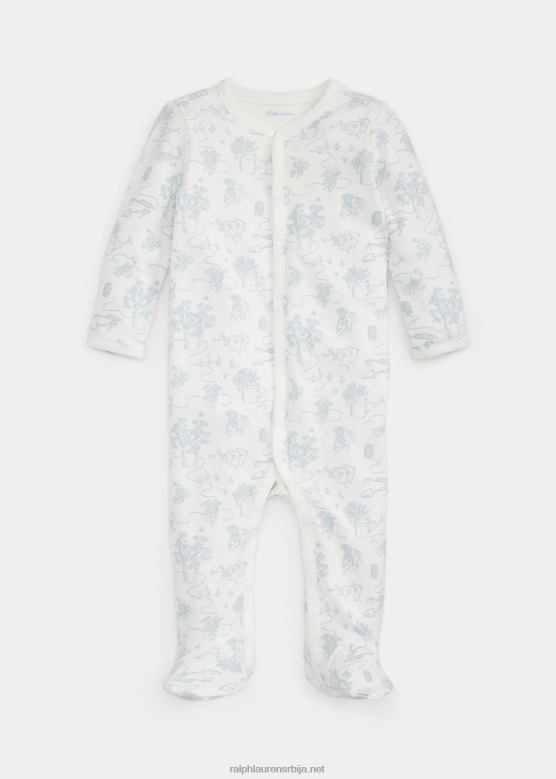 беба Ralph Lauren тоалетни памук интерлоцк комбинезон V2V447731 плави баштенски тоалет