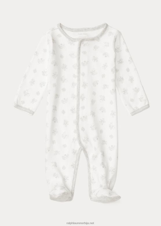беба Ralph Lauren памучни комбинезон са штампом за игру V2V447732 папир бела мулти