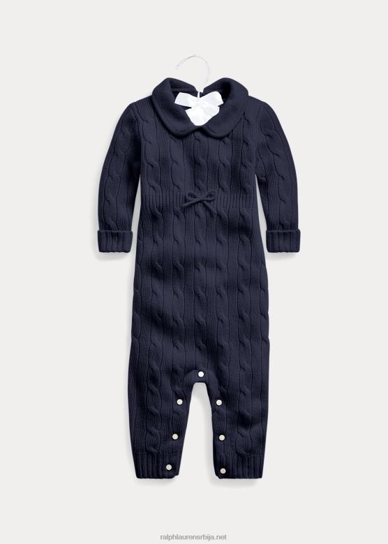 беба Ralph Lauren плетени комбинезон од кашмира V2V447737 колеџ морнарице