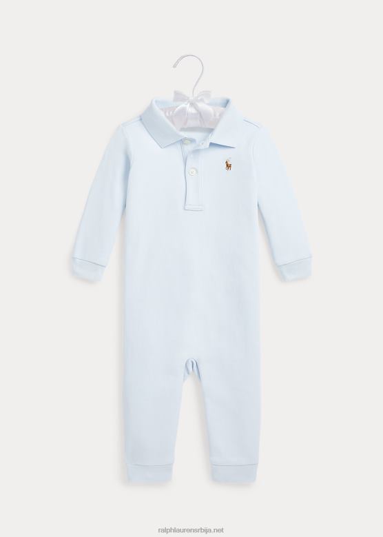 беба Ralph Lauren мекани памучни поло комбинезон V2V447739 берил плава