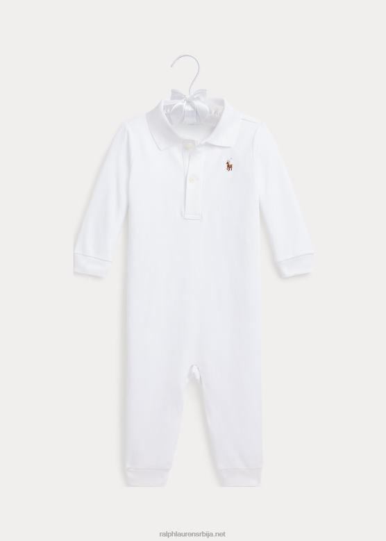 беба Ralph Lauren мекани памучни поло комбинезон V2V447740 бео