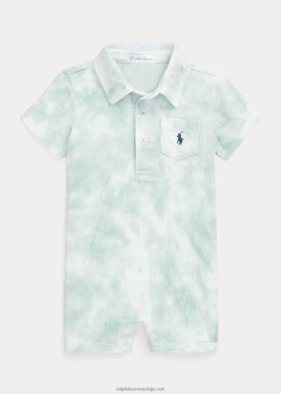 беба Ralph Lauren прани памучни дрес поло схорталл V2V447668 избледела мента