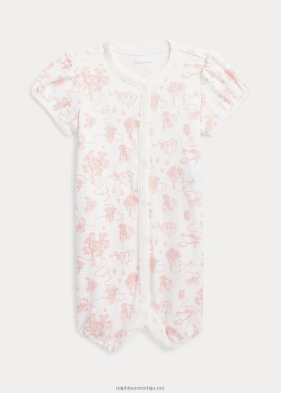 беба Ralph Lauren тоалетни памук интерлоцк балон схорталл V2V447676 розе баштенски тоалет