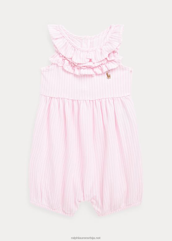 беба Ralph Lauren пругасти мехурић са набораним мехурићима V2V447679 кармел розе мулти