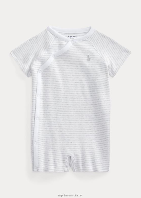 беба Ralph Lauren пругасти памук интерлоцк схорталл V2V447681 кварц вријесак/бела