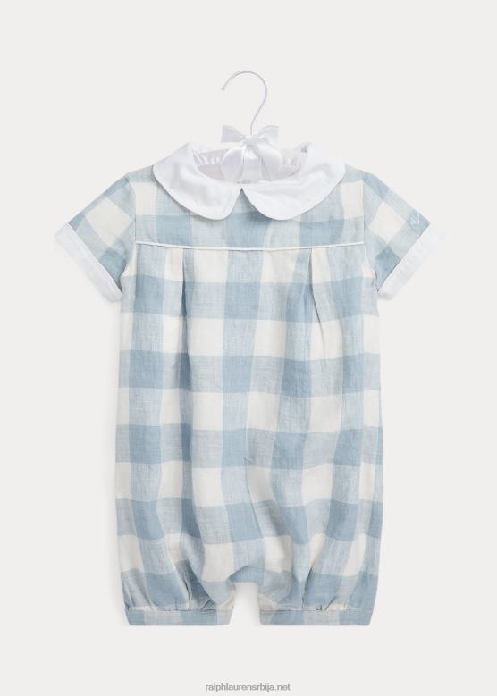 беба Ralph Lauren гингхам ланени балон схорталл V2V447691 блуе гингхам