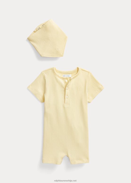 беба Ralph Lauren ребрасти памучни шортс и напрсник V2V447833 т-птица жута