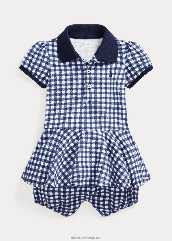 беба Ralph Lauren гингхам месх поло балон схорталл V2V448143 блуе гингхам