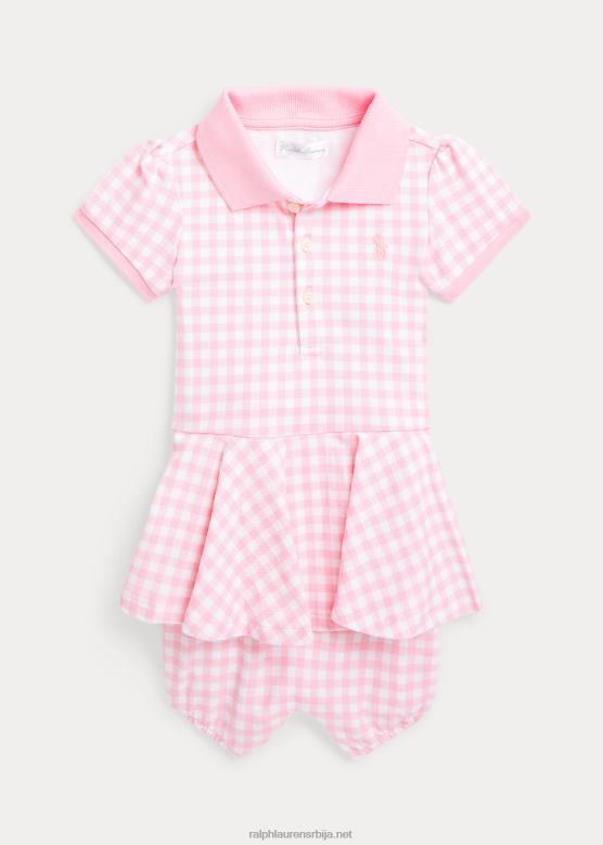 беба Ralph Lauren гингхам месх поло балон схорталл V2V448144 розе гингем