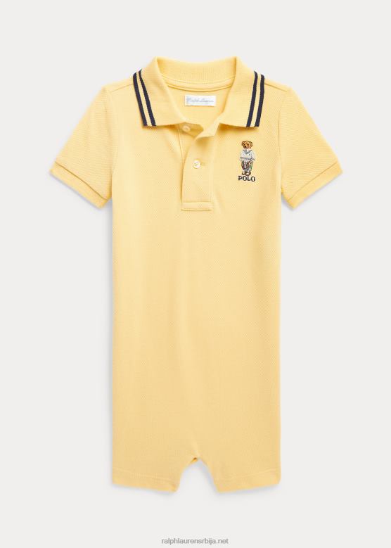 беба Ralph Lauren поло медвед памук поло схорталл V2V448147 кукурузно жуто мулти