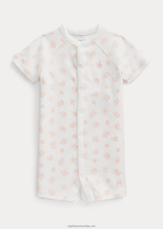 беба Ralph Lauren медвед-принт органски интерлоцк схорталл V2V448151 розе мулти
