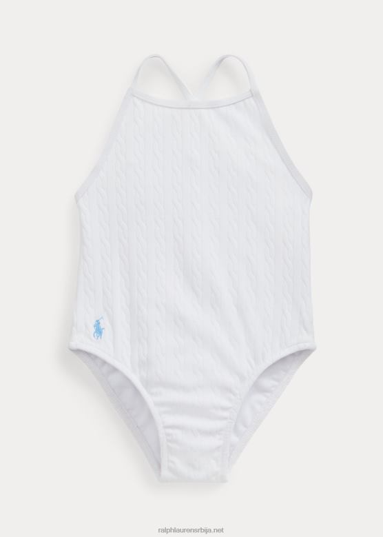 беба Ralph Lauren растезљиви жакардни једноделни купаћи костим V2V447940 бео