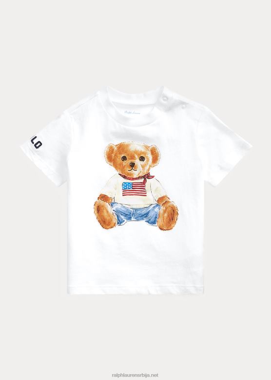 беба Ralph Lauren мајица од памучног дреса поло медведа V2V447869 бео