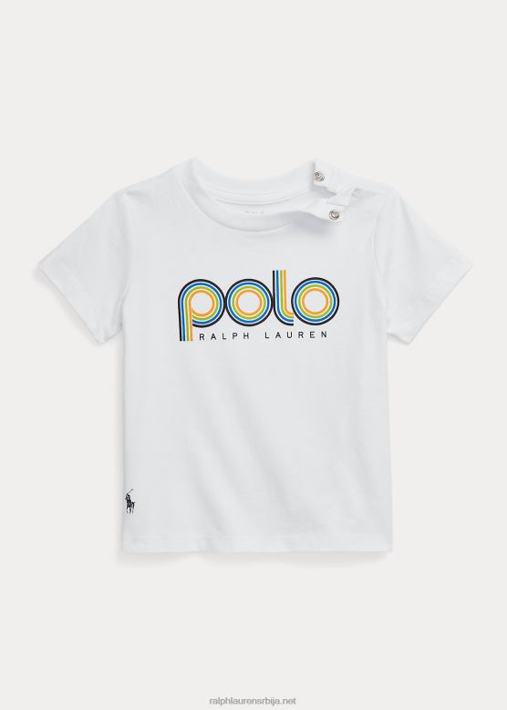 беба Ralph Lauren мајица од памучног дреса са логотипом V2V447881 бео