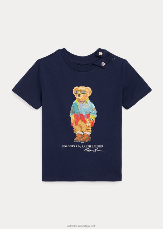 беба Ralph Lauren мајица од памучног дреса поло медведа V2V448248 крстарење морнарице путник медвед