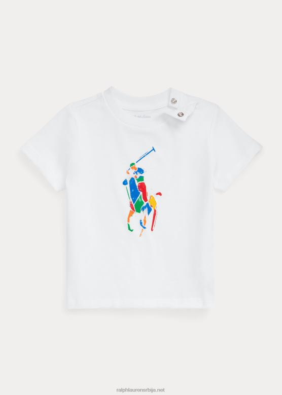 беба Ralph Lauren биг пони мајица од памучног дреса V2V448259 бео