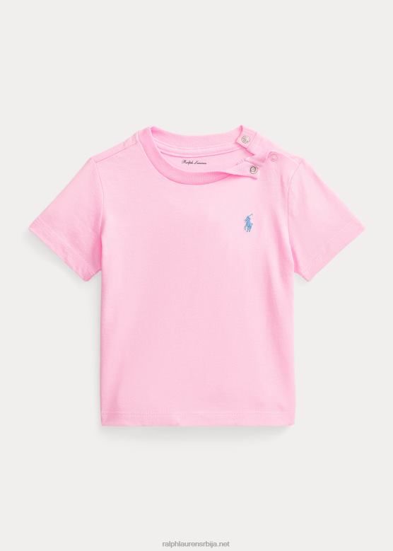 беба Ralph Lauren мајица с округлим изрезом од памучног дреса V2V448265 кармел розе