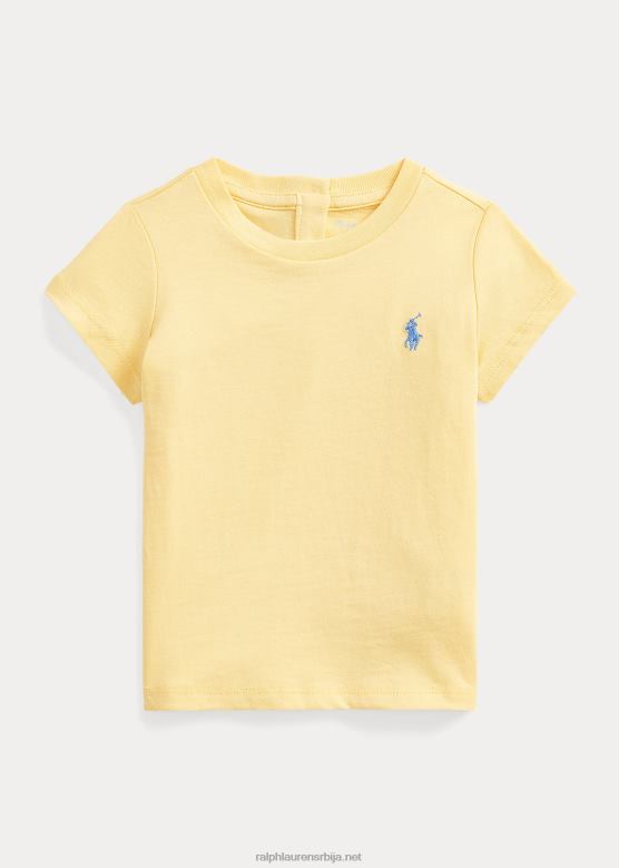 беба Ralph Lauren мајица с округлим изрезом од памучног дреса V2V448272 кукурузно жуто