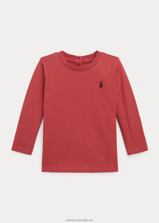 беба Ralph Lauren мајица дугих рукава од памучног дреса V2V448276 љута паприка