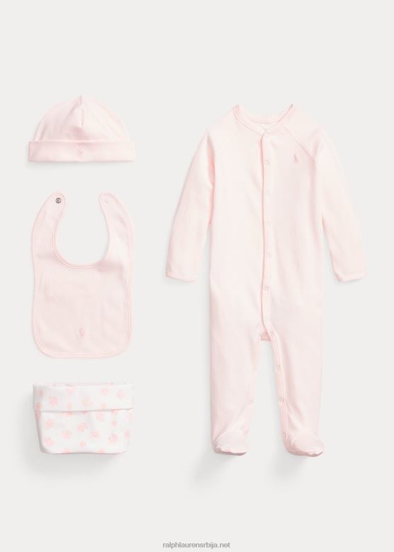 беба Ralph Lauren органски памук 4-делни поклон сет V2V447821 нежно розе