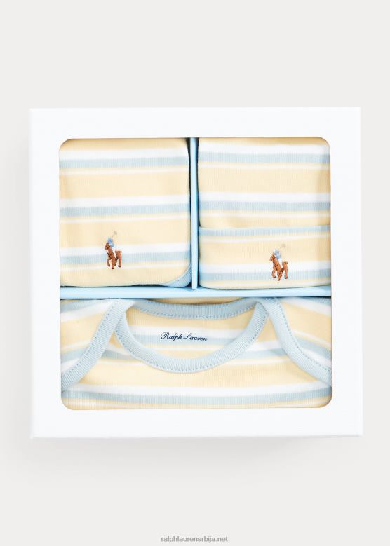 беба Ralph Lauren пругасти памучни 4-делни поклон сет V2V447823 т-бирд жута мулти