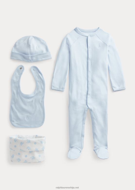 беба Ralph Lauren органски памук 4-делни поклон сет V2V447826 берил плава