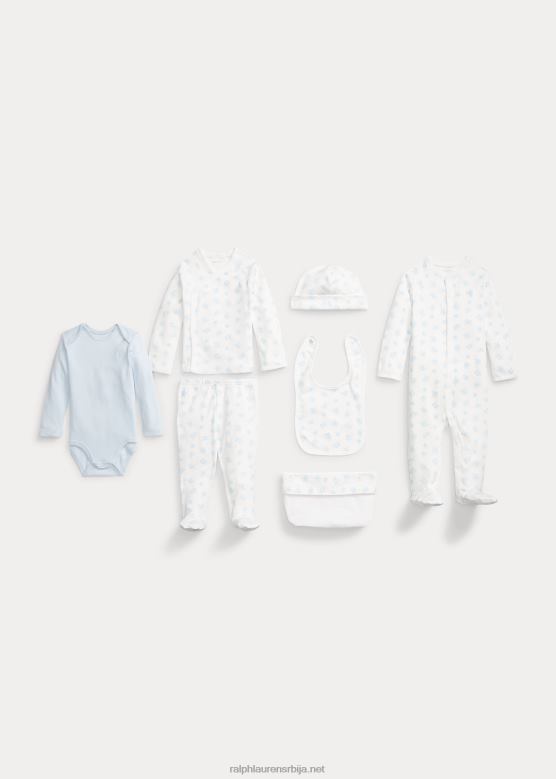 беба Ralph Lauren памучни поклон сет од 7 делова V2V447814 берил плава мулти