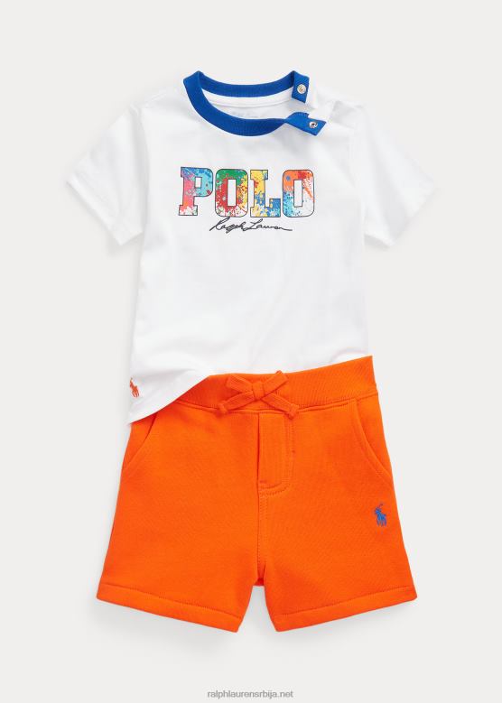 беба Ralph Lauren кратки сет од мајице и флиса са логотипом V2V447758 бео