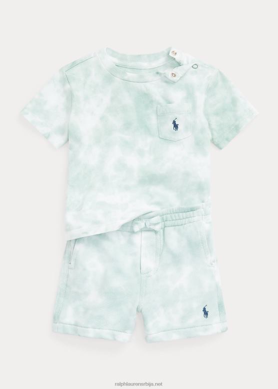 беба Ralph Lauren кратки сет од опраног дреса и флиса V2V447759 избледела мента