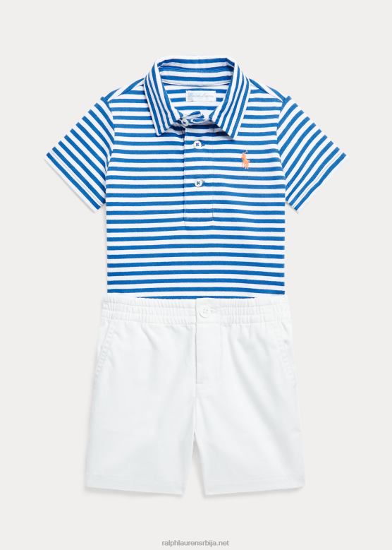 беба Ralph Lauren дрес поло мајица и цхино кратки сет V2V447772 краљевска морнарица/бела
