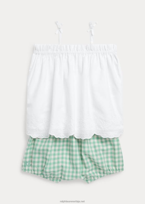 беба Ralph Lauren памучни горњи део са ушицама и кратки сет V2V447776 палуба бела