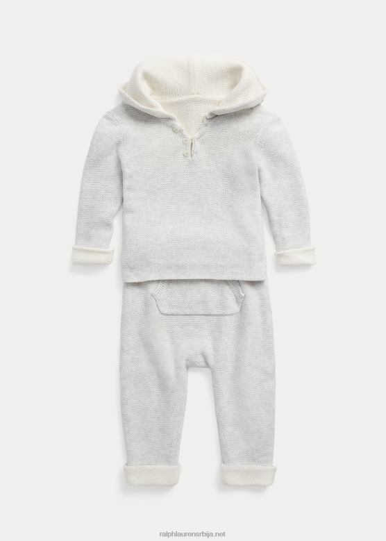 беба Ralph Lauren реверзибилни памучни џемпер сет V2V447782 сива/крем