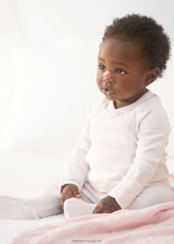 беба Ralph Lauren гарнитура од органског памука и панталона у пругама V2V447792 нежно розе/бело