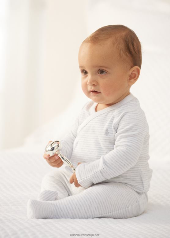 беба Ralph Lauren пругасти памучни горњи део и панталоне V2V447795 кварц вријесак/бела